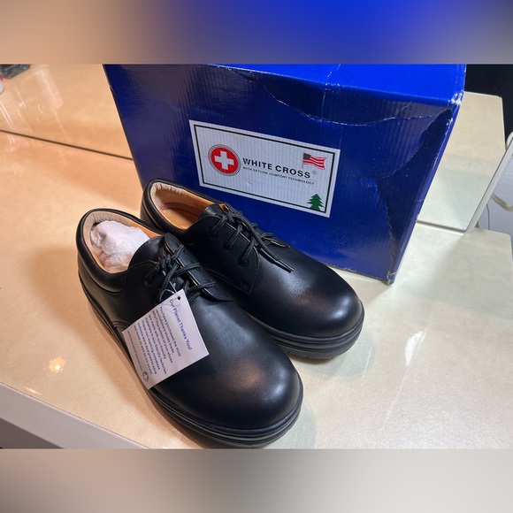 White Cross Official Eco-Friendly Comfort Work School Shoes Men’s 8 Black NEW - Picture 5 of 11